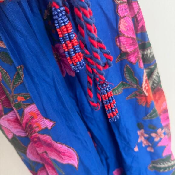 Farm Rio Blue Summer Fruit Scarf Lenzing Ecovero Euroflax Maxi Dress - Picture 6 of 9